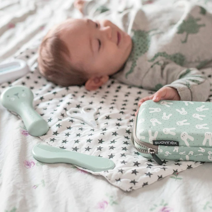 Suavinex, Baby Maniküre-Set mit Bürste, Kamm, Zahnbürste, Schere, Feile, Nagelknipser, Farbe Grün – Bild 13