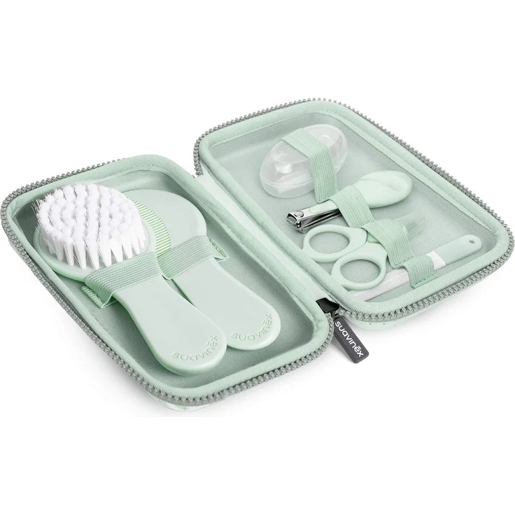 Suavinex, Baby Maniküre-Set mit Bürste, Kamm, Zahnbürste, Schere, Feile, Nagelknipser, Farbe Grün – Bild 1