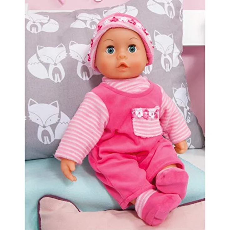 Bayer Design 9380003 Babypuppe First Words mit Schlafaugen, 24 Babylaute, 38 cm, pink – Bild 2