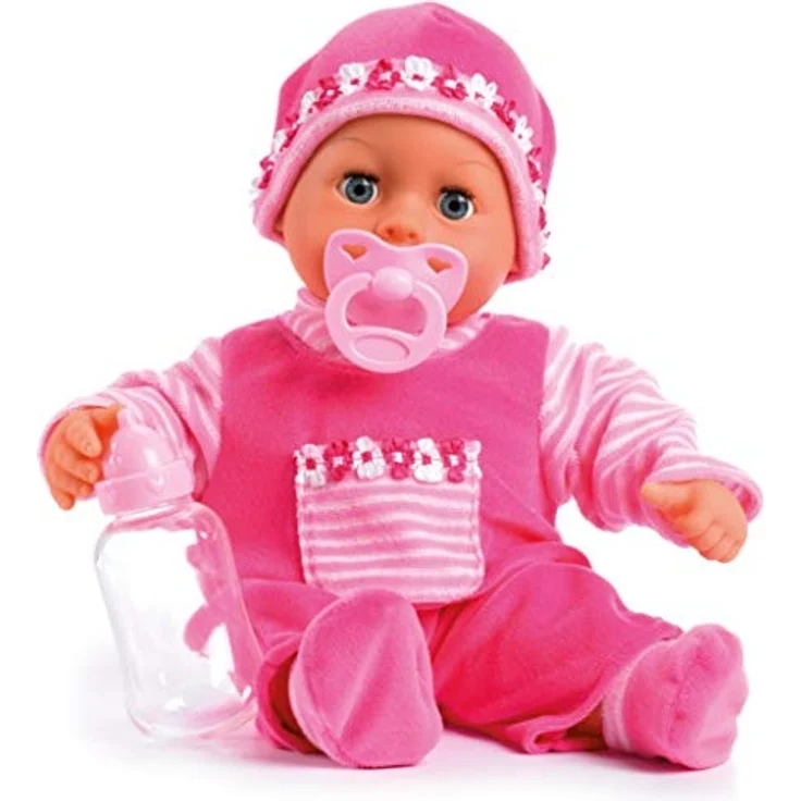 Bayer Design 9380003 Babypuppe First Words mit Schlafaugen, 24 Babylaute, 38 cm, pink – Bild 1