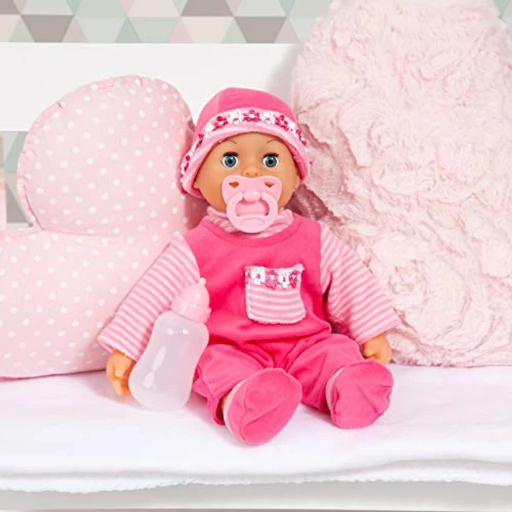 Bayer Design 9380003 Babypuppe First Words mit Schlafaugen, 24 Babylaute, 38 cm, pink – Bild 3