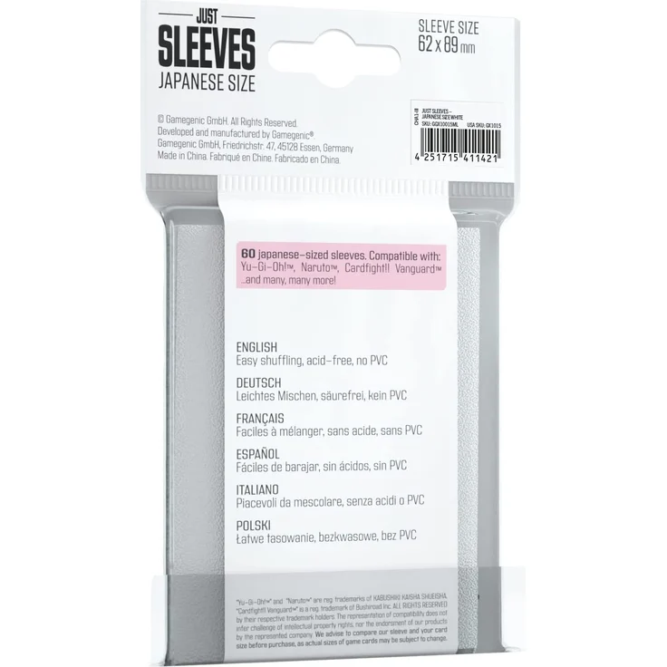 Just Sleeves - Japanese Size White (60 Sleeves) – Bild 2