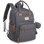 RUVALINO Wickeltasche Rucksack Großer Wickelrucksack mit multifunktionalen Babytaschen und mobiler Wickelauflage - Schnullerhalter - für Mama und Papa (Dunkelgrau), Einheitsgröße