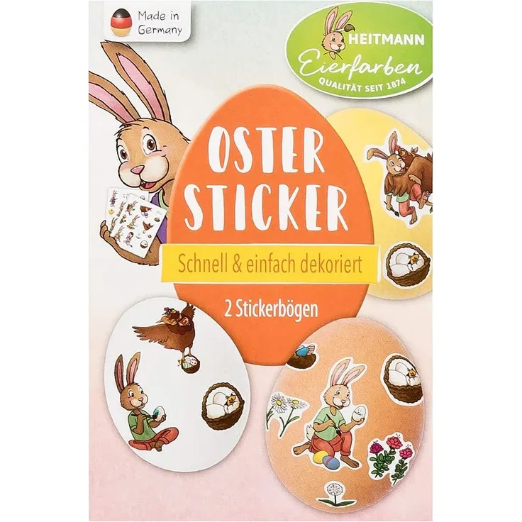 Heitmann Eierfarben Oster-Sticker - Ostermotive zum Aufkleben und Basteln - Ostern - Ostereier bemalen, Ostereier dekorieren