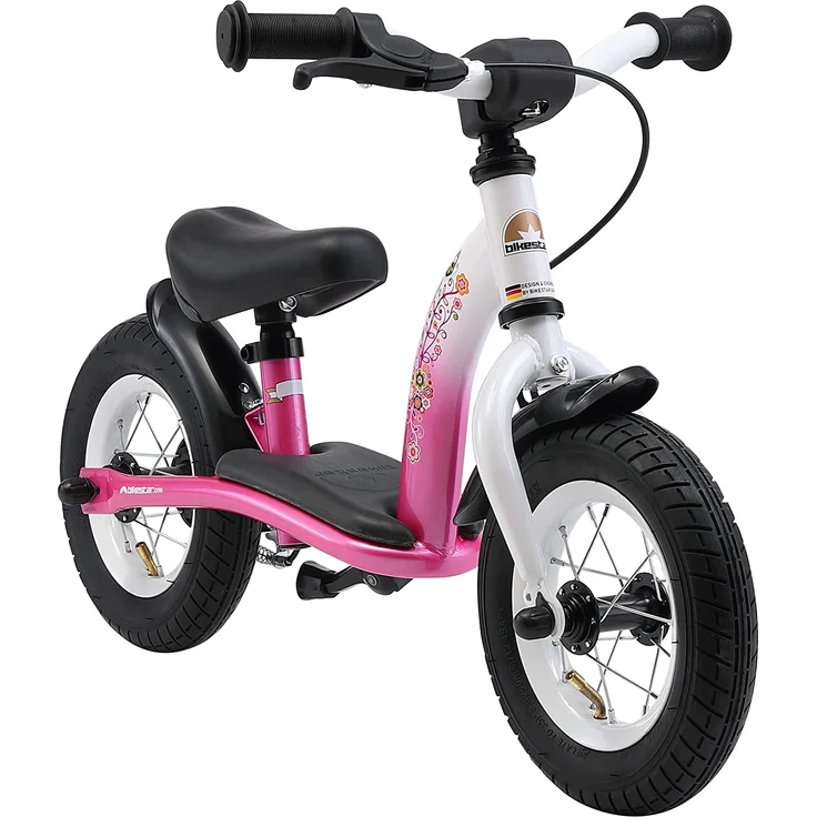 BIKESTAR '10 Zoll Classic Kinderlaufrad', ab 2 Jahren, höhenverstellbarer Lenker und Sattel, inkl. Seitenständer, pink/weiß – Bild 1