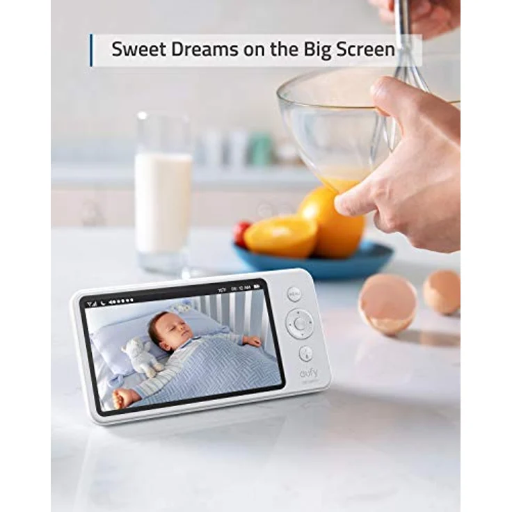 eufy Security SpaceView Babyphone mit 5 Zoll LCD-Display, 720 HD, 140m Reichweite, Weitwinkelobjektiv, präzise Nachtsicht, beidseitige Audiofunktion, 2900mAh Akku, Temperatursensor, smarte Meldungen – Bild 2