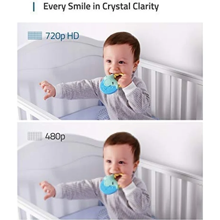 eufy Security SpaceView Babyphone mit 5 Zoll LCD-Display, 720 HD, 140m Reichweite, Weitwinkelobjektiv, präzise Nachtsicht, beidseitige Audiofunktion, 2900mAh Akku, Temperatursensor, smarte Meldungen – Bild 3
