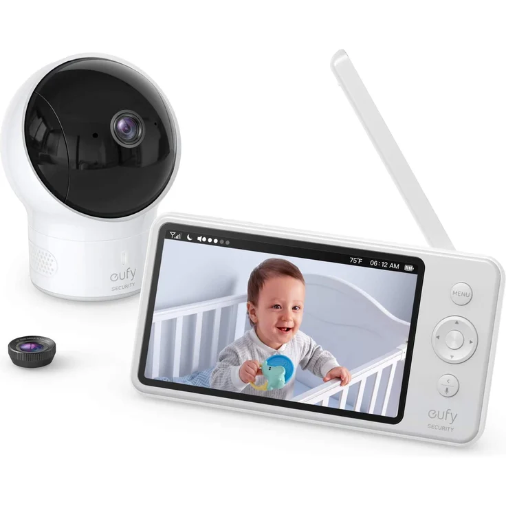 eufy Security SpaceView Babyphone mit 5 Zoll LCD-Display, 720 HD, 140m Reichweite, Weitwinkelobjektiv, präzise Nachtsicht, beidseitige Audiofunktion, 2900mAh Akku, Temperatursensor, smarte Meldungen – Bild 1