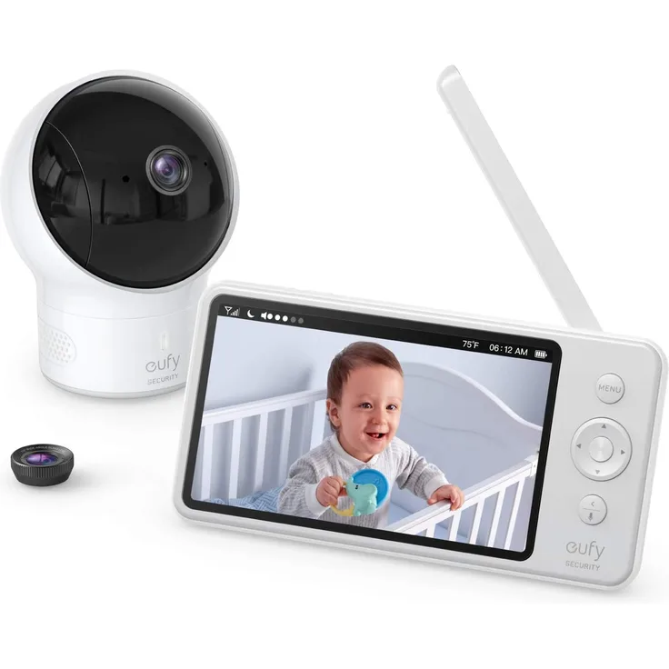 eufy Security SpaceView Babyphone mit 5 Zoll LCD-Display, 720 HD, 140m Reichweite, Weitwinkelobjektiv, präzise Nachtsicht, beidseitige Audiofunktion, 2900mAh Akku, Temperatursensor, smarte Meldungen
