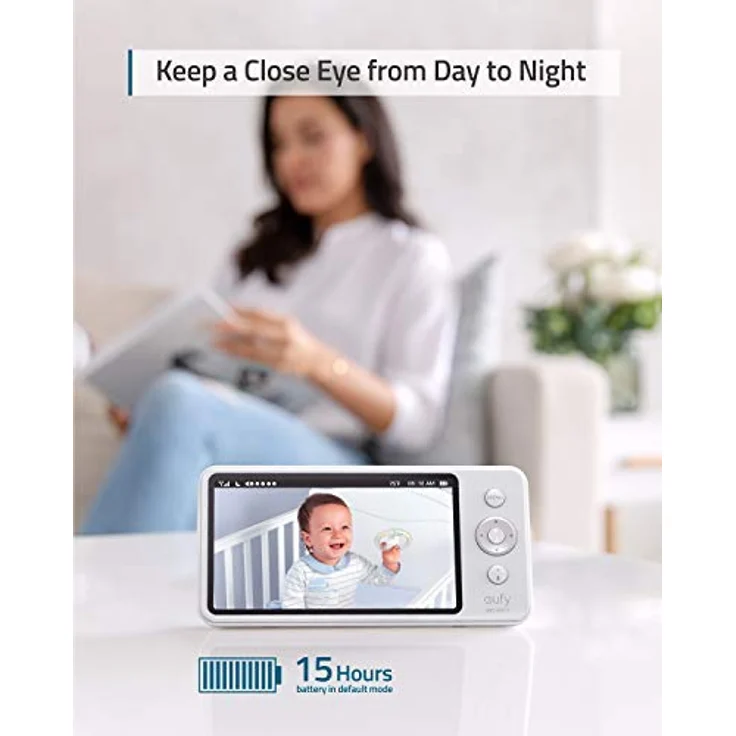 eufy Security SpaceView Babyphone mit 5 Zoll LCD-Display, 720 HD, 140m Reichweite, Weitwinkelobjektiv, präzise Nachtsicht, beidseitige Audiofunktion, 2900mAh Akku, Temperatursensor, smarte Meldungen – Bild 5