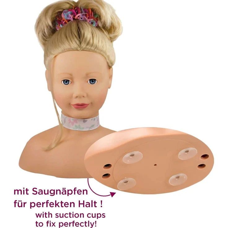 Götz 1192052 Haarwerk mit blonden Haaren und blauen Augen - 28 cm hoher Frisierkopf- und Schminkkopf in 58-teiligen Set - geeignet für Mädchen ab 3 Jahren – Bild 4