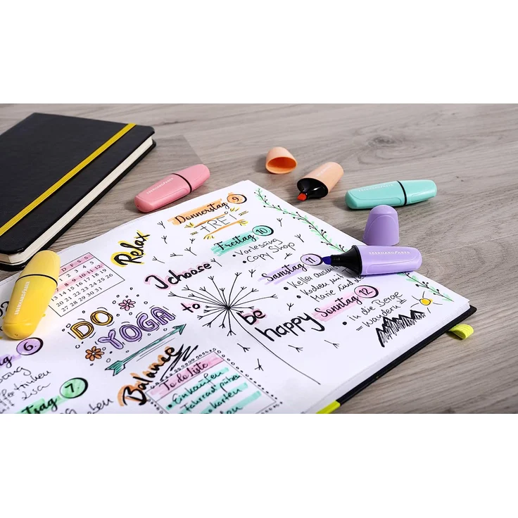 Eberhard Faber 551403 - Mini Textmarker mit Keilspitze, in Pastell Farben, 6er Etui – Bild 4