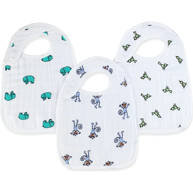 aden + anais jungle jam, Lätzchen mit Druckknöpfen, Musselin aus 100% Baumwolle, 22cm X 30cm, 3er Pack