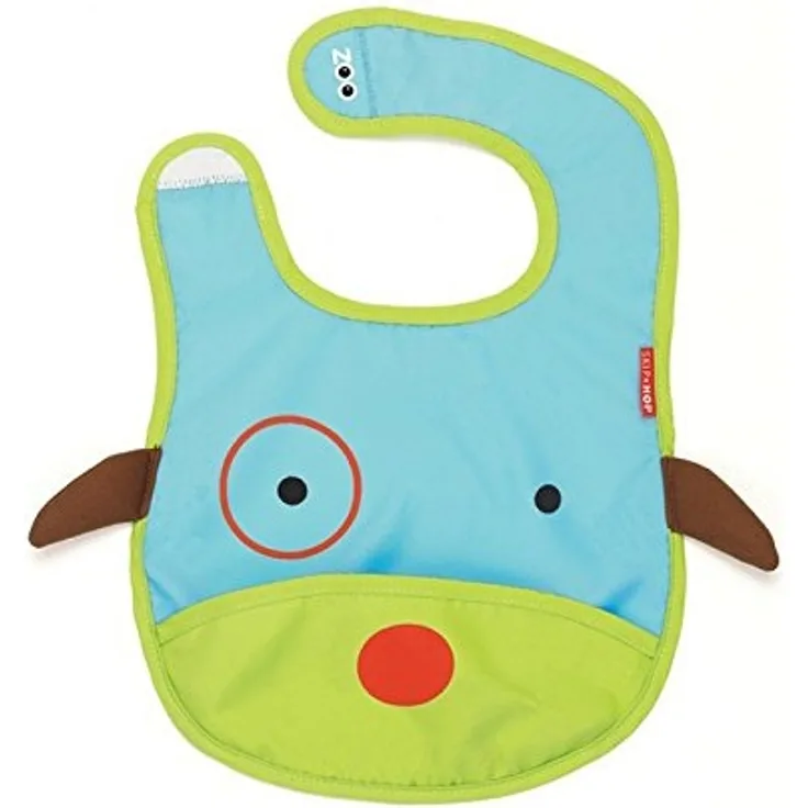 Skip Hop Zoo Bib Lätzchen für Kinder, Krümelschutz, mit Tasche zum Verstauen, Hund Darby, mehrfarbig