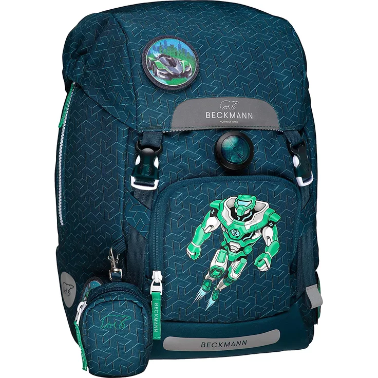 Beckmann Schulrucksack-Set 4tlg. Cubo - Motiv: Roboman, 24 cm, 22 Liter, 0,94 kg - Farbe: grün