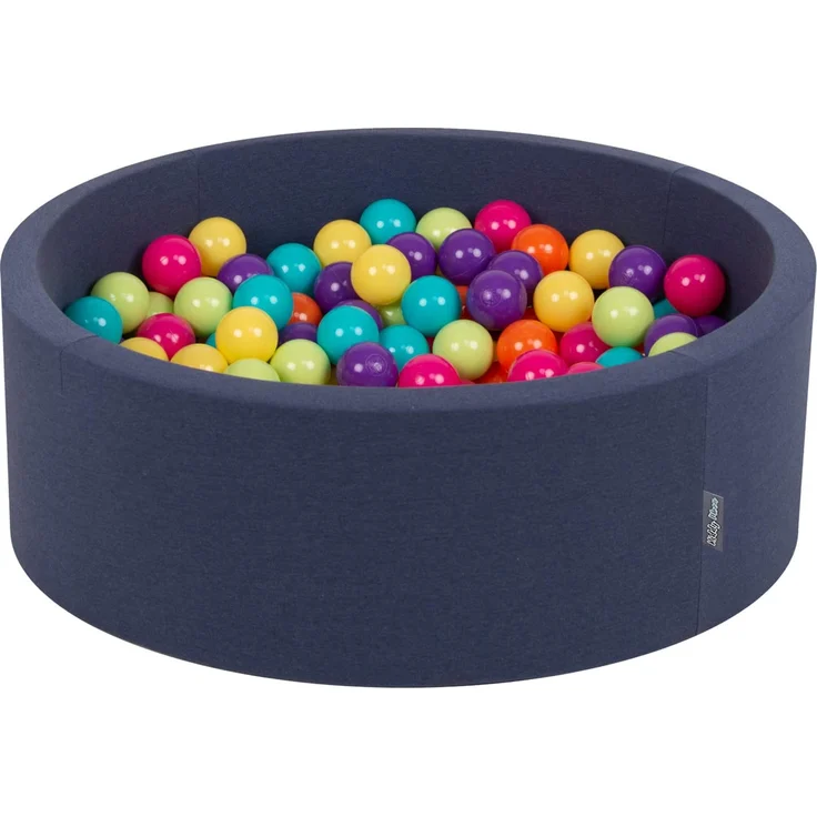 KiddyMoon Bällebad 90X30cm/200 Bälle ∅ 7Cm Bällepool Mit Bunten Bällen Für Babys Kinder Rund, Blau:Hellgrün/Gelb/Türkis/Orange/Dunkelpink/Violet – Bild 1