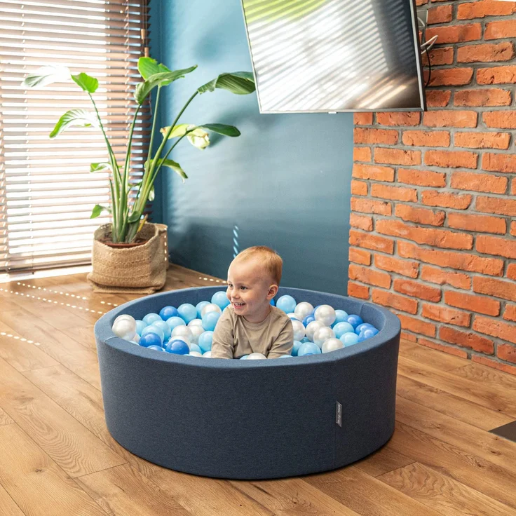 KiddyMoon Bällebad 90X30cm/200 Bälle ∅ 7Cm Bällepool Mit Bunten Bällen Für Babys Kinder Rund, Blau:Hellgrün/Gelb/Türkis/Orange/Dunkelpink/Violet – Bild 7
