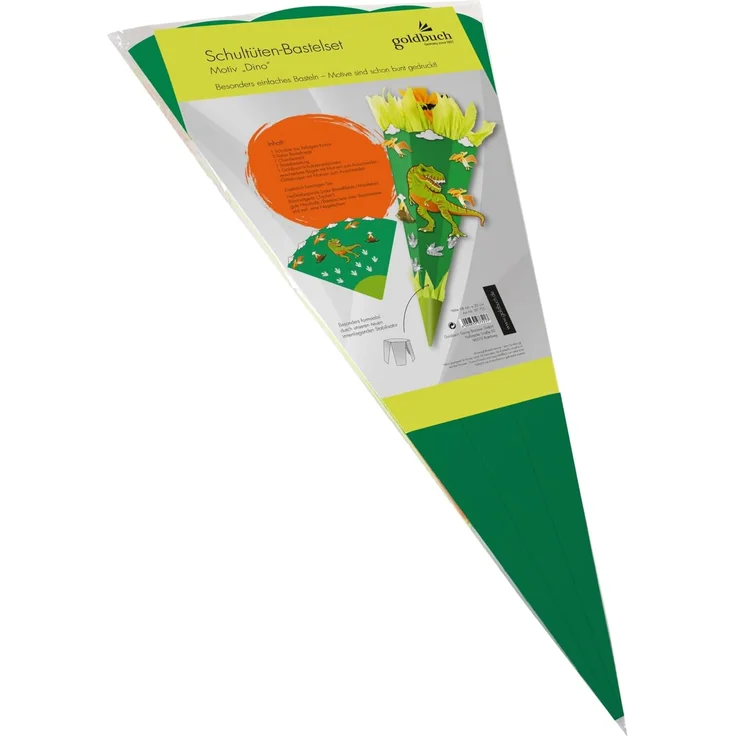 goldbuch 97 721 Bastelset Dino, 3D Zuckertüte ca. 70 cm, Schultüte zum Basteln und Gestalten, Geschenktüte für Jungen und Mädchen, aus Karton, zur Einschulung und Schulanfang – Bild 4