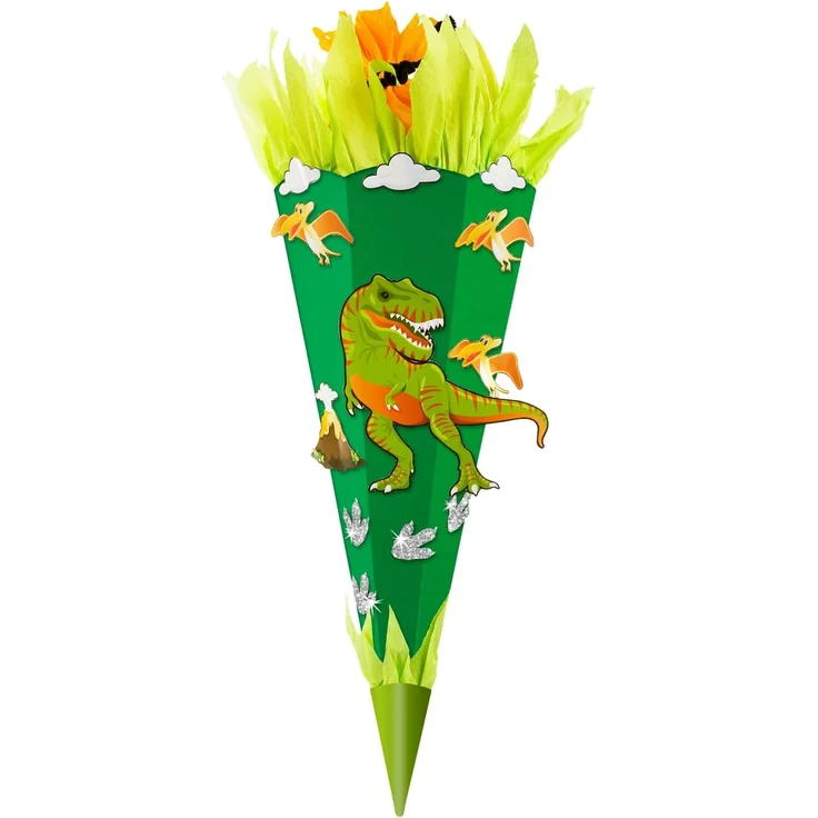 goldbuch 97 721 Bastelset Dino, 3D Zuckertüte ca. 70 cm, Schultüte zum Basteln und Gestalten, Geschenktüte für Jungen und Mädchen, aus Karton, zur Einschulung und Schulanfang – Bild 1