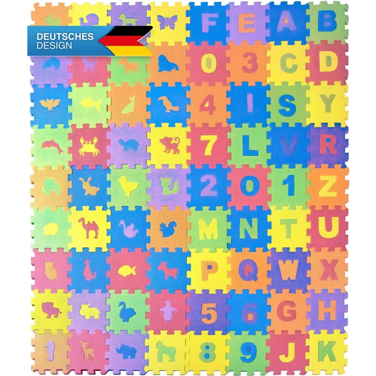 all kids United® Kinder Puzzlematte 118 x 132 cm - Kinderteppich Spiel-Teppich Schadstofffrei Spielmatte Eva Schaumstoff-Matte (XL - 144-teilig) – Bild 1