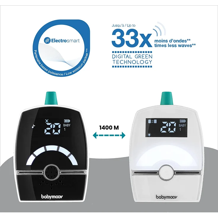 Babymoov 'Premium Care' Babyphone, Digital Green Technology (strahlungsarm), 1400m Reichweite – Bild 2