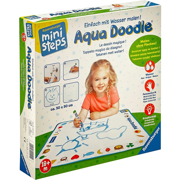 Ravensburger ministeps Aqua Doodle - Malen für Kinder ab 18 Monaten, Kreatives Malset für fleckenfreien Malspaß mit Wasser- inklusive Malmatte und Stift