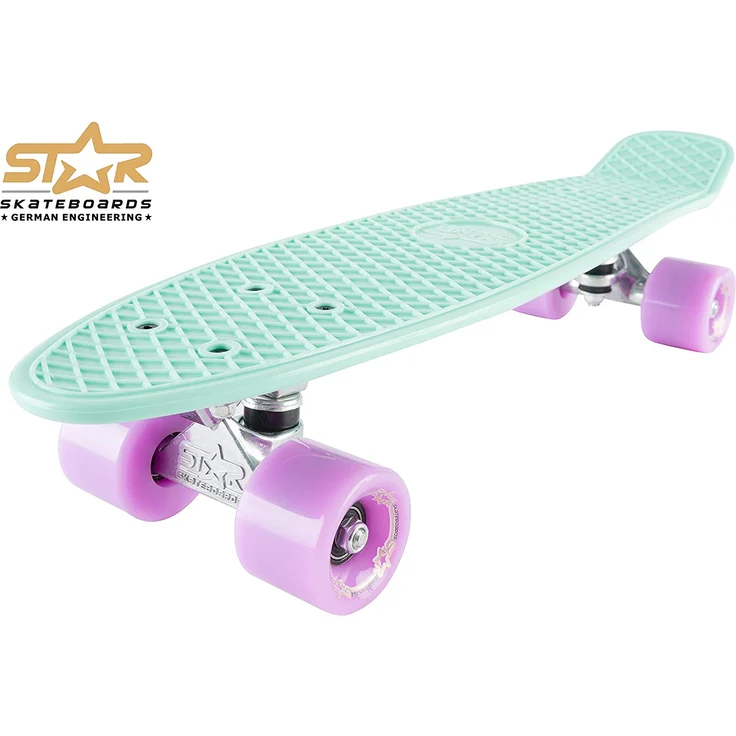STAR SKATEBOARDS Vintage Skateboard | Retro Cruiser 60mm | Mint Lila – Bild 2