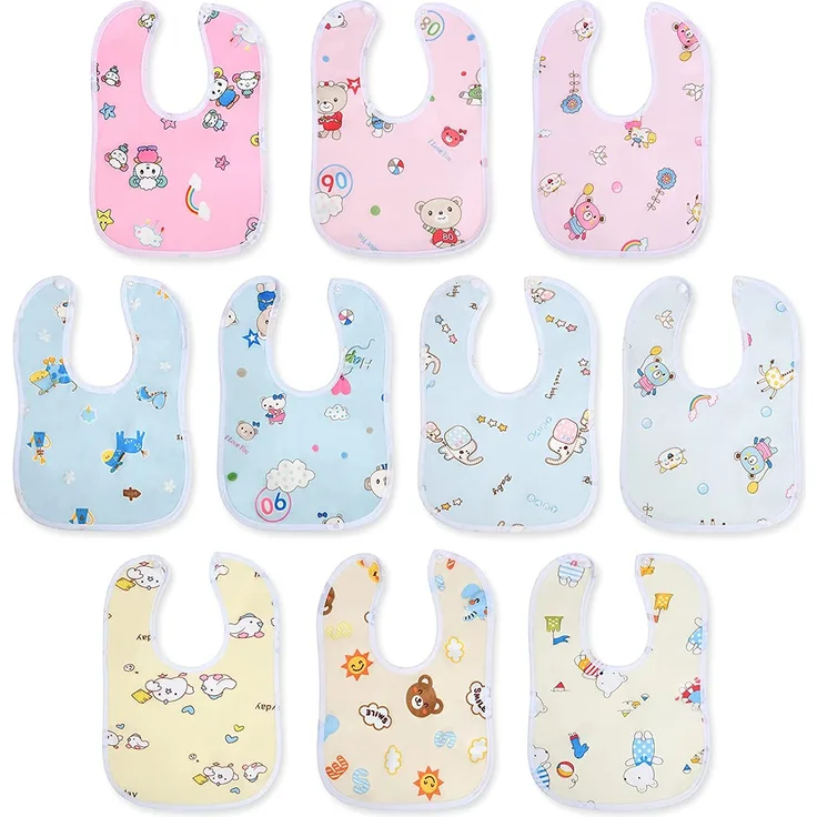 Vicloon Baby Lätzchen ,10 Stück Weiche Absorbierende und wasserdicht Halstücher Sabberlätzchen Spucktücher Baby mit Druckknopf für Baby Jungen und Mädchen Kleinkinder