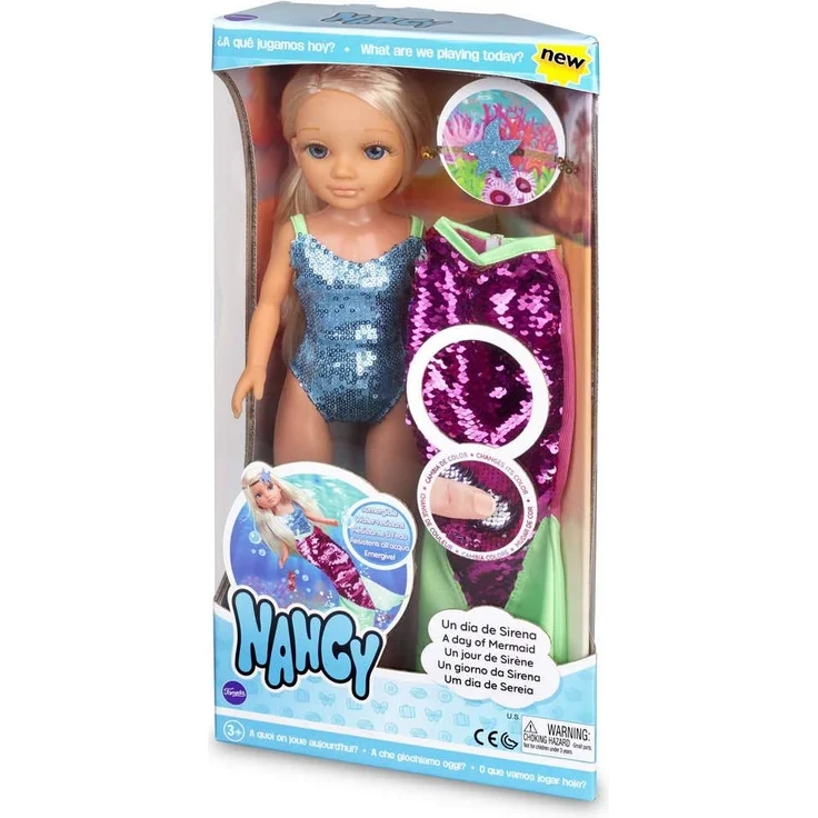 Nancy - EIN Tag der Meerjungfrau, 42 cm große Blonde Puppe mit Badeanzug und Meerjungfrauenschwanz mit Pailletten, für Kinder ab 3 Jahren (Famosa 700014762) – Bild 6