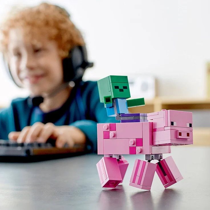 LEGO Minecraft - BigFig Schwein mit Zombiebaby 21157 – Bild 6