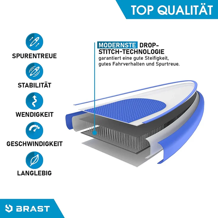 BRAST SUP Board Lady Aufblasbares Stand up Paddle Set für Frauen 300cm Flower incl. Zubehör Fußschlaufe Paddel Pumpe Rucksack - Preisvergleich – Bild 3