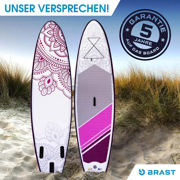 BRAST SUP Board Lady Aufblasbares Stand up Paddle Set für Frauen 300cm Flower incl. Zubehör Fußschlaufe Paddel Pumpe Rucksack - Preisvergleich – Bild 2
