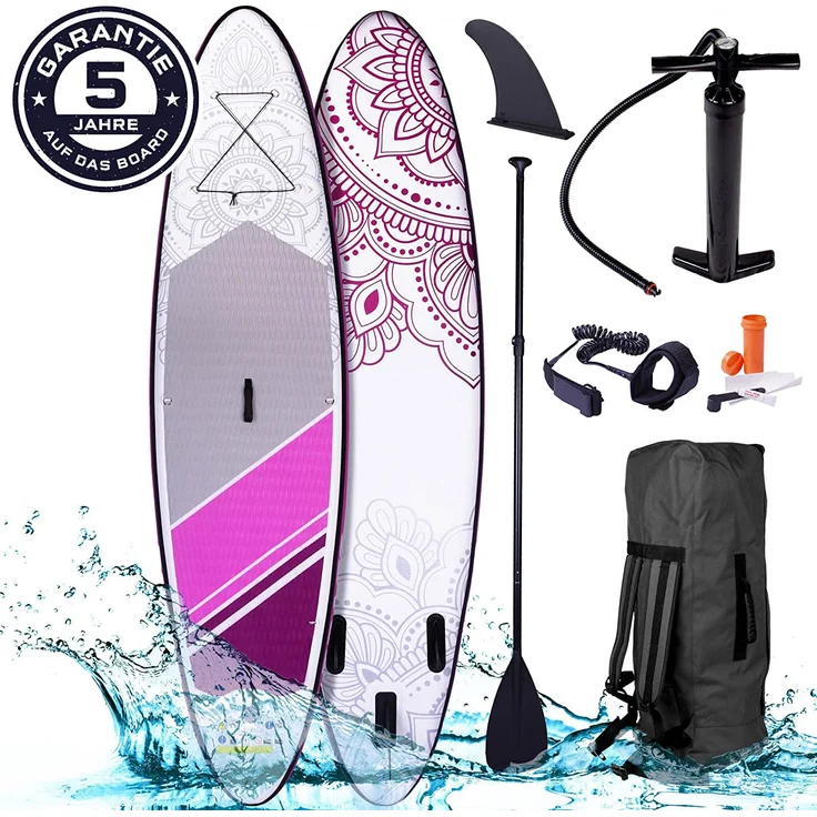 BRAST SUP Board Lady Aufblasbares Stand up Paddle Set für Frauen 300cm Flower incl. Zubehör Fußschlaufe Paddel Pumpe Rucksack - Preisvergleich – Bild 7