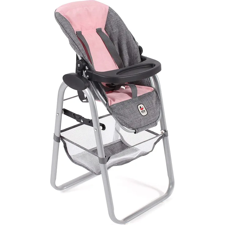 Hochstuhl für Puppen, Melange grau-rosa