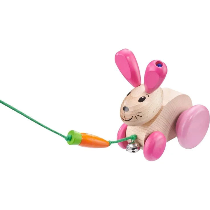 Selecta 62023 Hanna Hoppel, Nachzieh Hase, Schiebe-und Nachziehspielzeug aus Holz, 13 cm – Bild 7