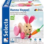 Selecta 62023 Hanna Hoppel, Nachzieh Hase, Schiebe-und Nachziehspielzeug aus Holz, 13 cm