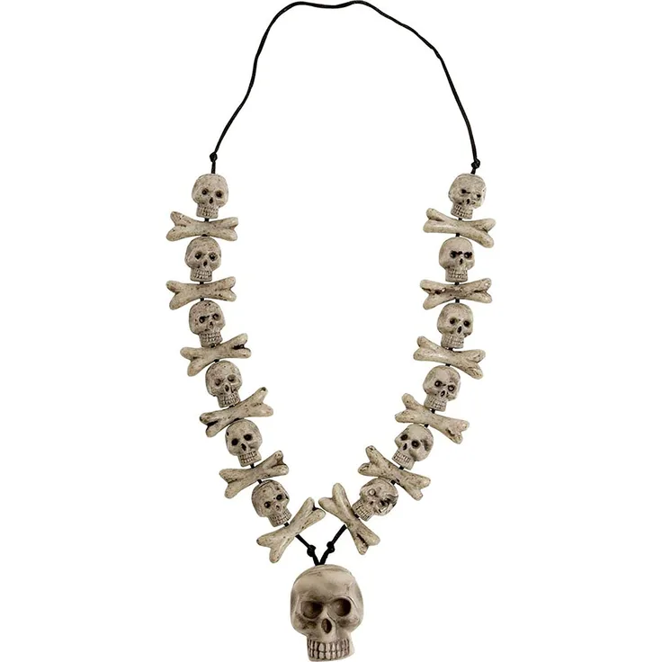 Widmann 8597N - Halskette mit Totenkopfdekor, 70cm, Kette, Schmuckstück, Accessoire, Zubehör, Skelette, Totenköpfe, Gothik, Halloween, Motto Party, Karneval