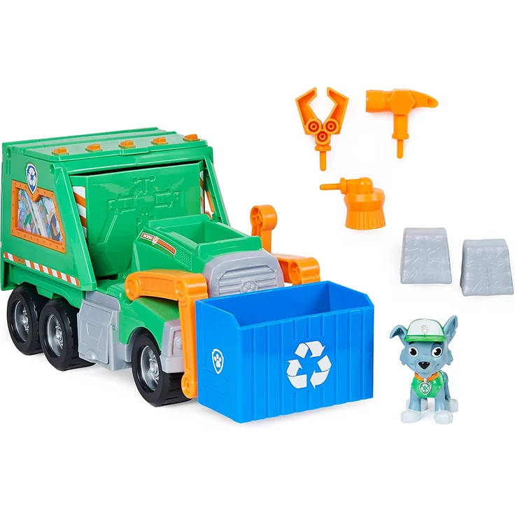 Spin Master Paw Patrol Rockys Deluxe-Recycling-Truck, Spielfahrzeug (mit Sammelfigur und 3 Werkzeugen) – Bild 4