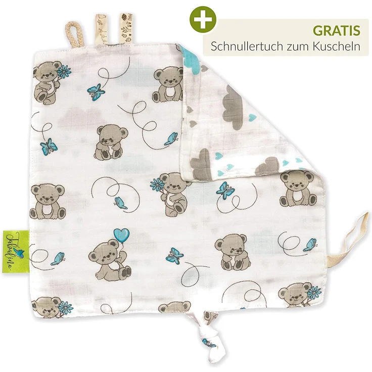 Tabalino Kuschelweiche Bambus Mullwindeln Spucktücher | 80x80cm | 4er-Pack + gratis Schmusetuch |doppelt dicht gewebt| Stoffwindeln Baby Junge & Mädchen Mulltücher Moltontuch 30% Baumwolle – Bild 4
