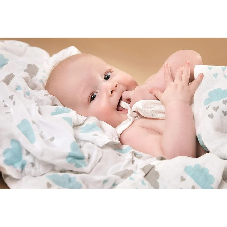 Tabalino Kuschelweiche Bambus Mullwindeln Spucktücher | 80x80cm | 4er-Pack + gratis Schmusetuch |doppelt dicht gewebt| Stoffwindeln Baby Junge & Mädchen Mulltücher Moltontuch 30% Baumwolle – Bild 2
