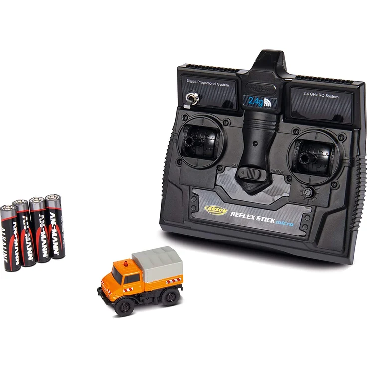 Carson 1:87 MB Unimog U406 Kommunal 100% RTR, ferngesteuertes Fahrzeug, fahrfertiges Modell, mit LED Beleuchtung und schaltbarer Warnleuchte, sehr Kleiner Wendekreis, perfekt für Dioramen, 500504125 – Bild 2