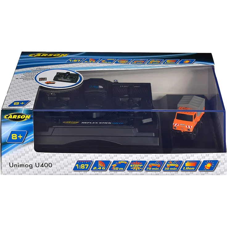 Carson 1:87 MB Unimog U406 Kommunal 100% RTR, ferngesteuertes Fahrzeug, fahrfertiges Modell, mit LED Beleuchtung und schaltbarer Warnleuchte, sehr Kleiner Wendekreis, perfekt für Dioramen, 500504125 – Bild 6