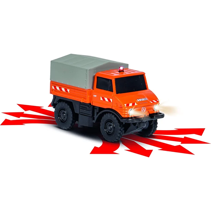 Carson 1:87 MB Unimog U406 Kommunal 100% RTR, ferngesteuertes Fahrzeug, fahrfertiges Modell, mit LED Beleuchtung und schaltbarer Warnleuchte, sehr Kleiner Wendekreis, perfekt für Dioramen, 500504125 – Bild 7