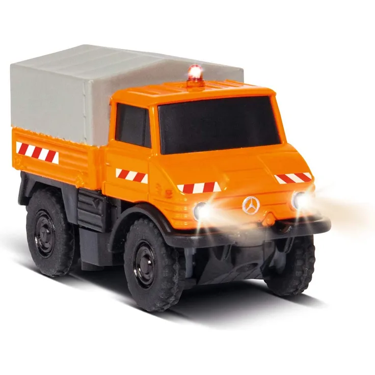 Carson 1:87 MB Unimog U406 Kommunal 100% RTR, ferngesteuertes Fahrzeug, fahrfertiges Modell, mit LED Beleuchtung und schaltbarer Warnleuchte, sehr Kleiner Wendekreis, perfekt für Dioramen, 500504125