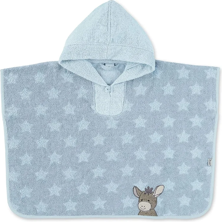 Sterntaler Poncho, Inkl. Kapuze, Esel Emmi, Alter: ab 0 Monaten, Größe: 70 x 50 cm, Mittelblau – Bild 1