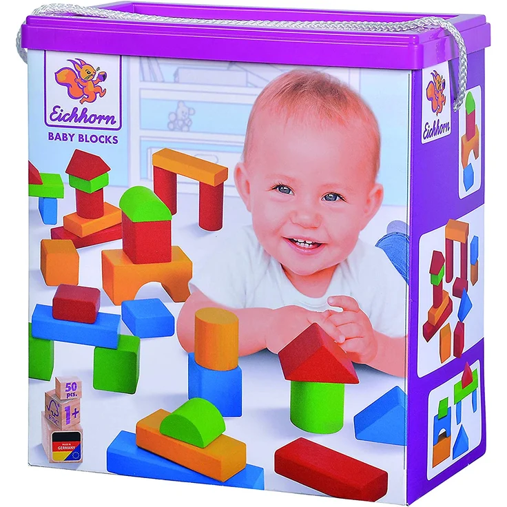 Eichhorn 50 extra große Baby Holzbausteine in der Aufbewahrungsbox mit Kordel, für Kinder ab einem Jahr - Preisvergleich – Bild 6