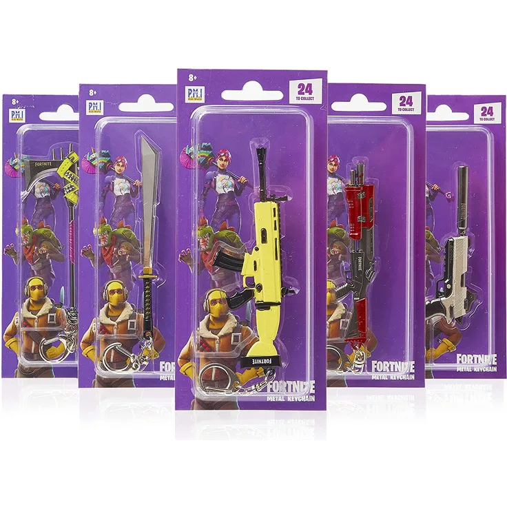 Fortnite 3D Schlüsselanhänger, Waffen aus Metall, zum Sammeln und Tauschen, ca. 12 cm, sortiert