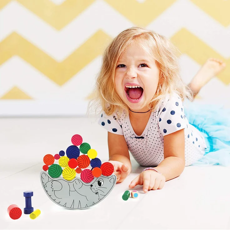 small foot 7783 Balancierkatze aus Holz, schult die Konzentration, Geschicklichkeit und Feinmotorik, ab 3 Jahren – Bild 4