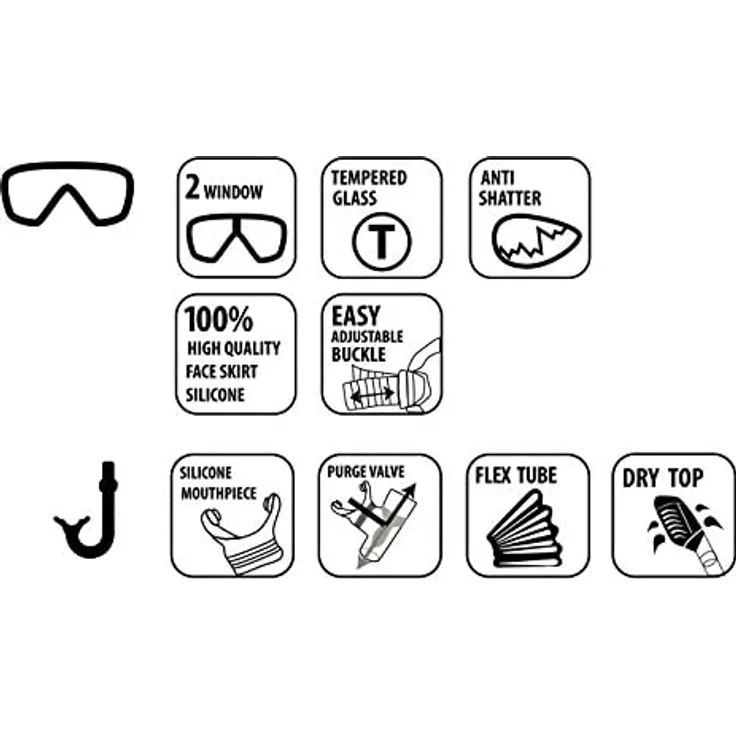 Schildkröt Funsports Premium Set Palau 2-teilig, Brille Tauchmaske Mit Schnorchel, One Size – Bild 5