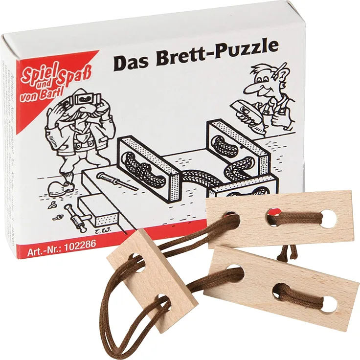 Bartl 102286 Mini-Holz-Puzzle Das Brett aus 3 kleinen Holzteilen und Einer Schnur